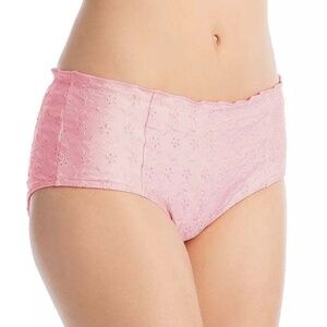 New! Frankies Bikinis Lisa Eyelet Bikini Bottom Pink 31528